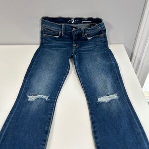 7 FOR ALL MANKIND ankle Guenevere jeans medium blue women’s size 25 ripped jeans